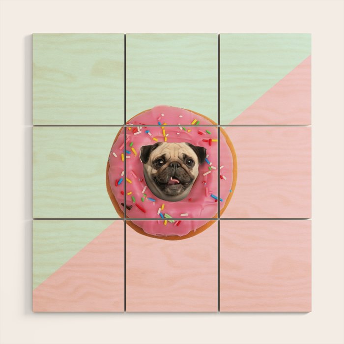 Pug Strawberry Donut Wood Wall Art Gallery Image 1