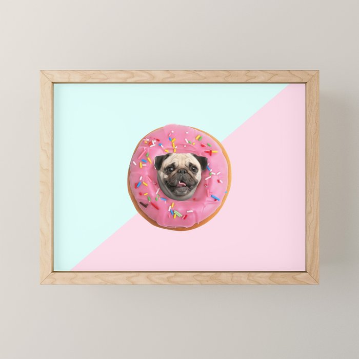 Pug Strawberry Donut Mini Art Print Gallery Image 1