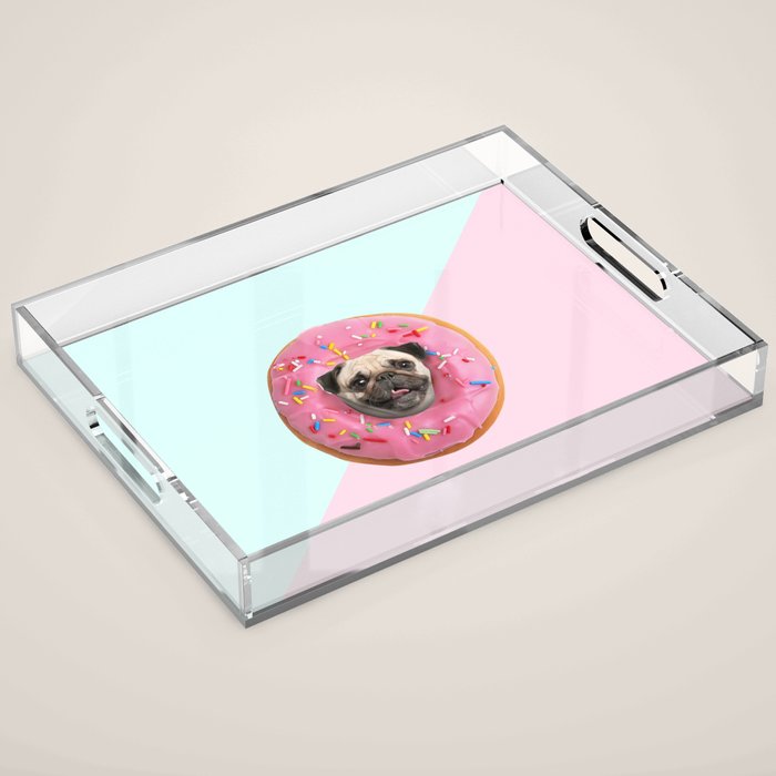 Pug Strawberry Donut Acrylic Tray Gallery Image 1