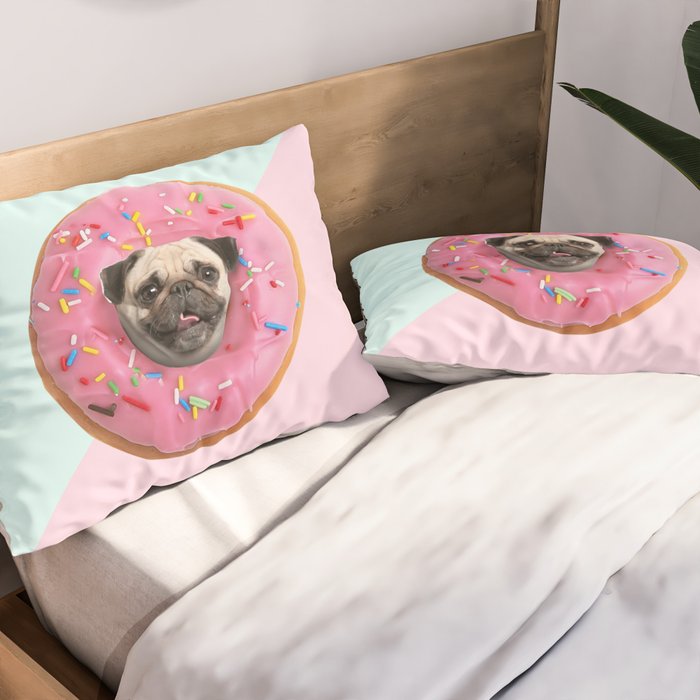 Pug Strawberry Donut Pillow Sham Gallery Image 2