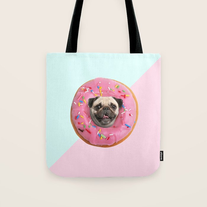 Pug Strawberry Donut Tote Bag Gallery Image 1