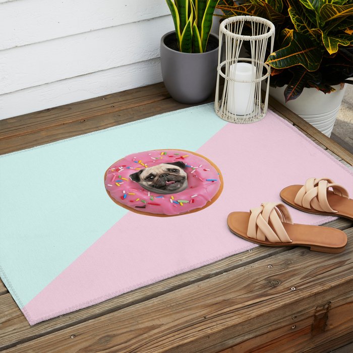 Pug Strawberry Donut Outdoor Rug Gallery Image 2