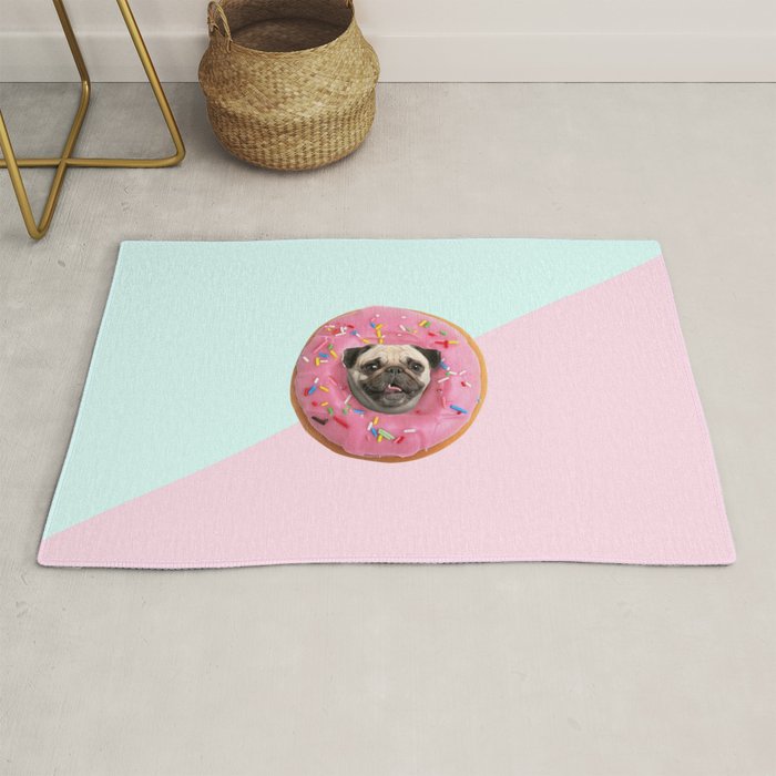 Pug Strawberry Donut Rug Gallery Image 1