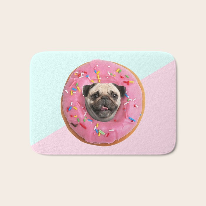 Pug Strawberry Donut Bath Mat Gallery Image 1