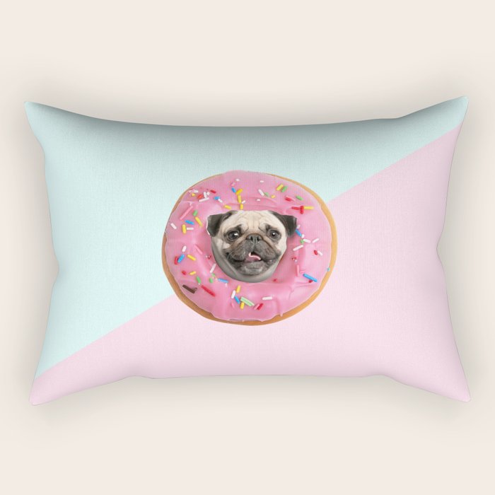 Pug Strawberry Donut Rectangular Pillow Gallery Image 1