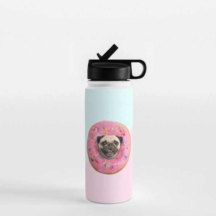 Pug Strawberry Donut Water Bottle Gallery Image 1