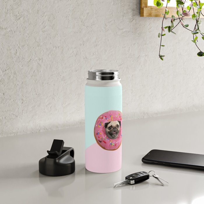 Pug Strawberry Donut Water Bottle Gallery Image 4