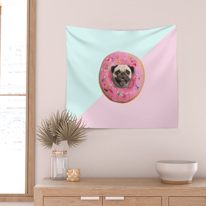 Pug Strawberry Donut Wall Tapestry Gallery Image 2