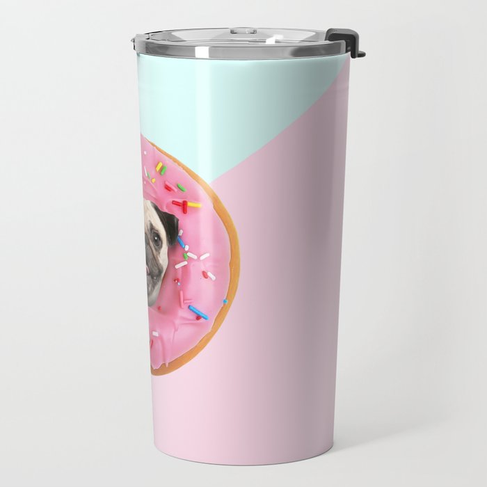 Pug Strawberry Donut Travel Mug Gallery Image 2