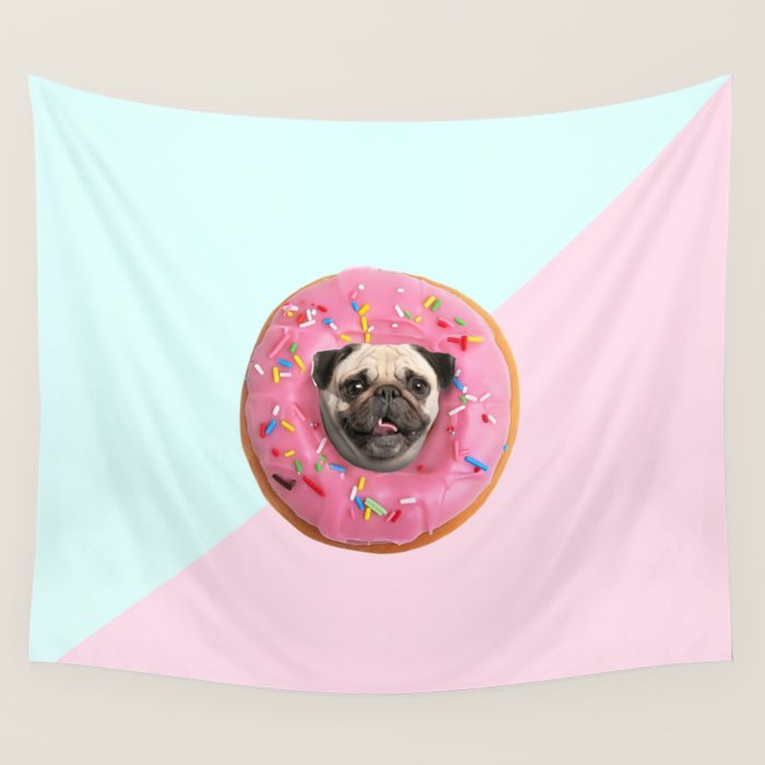 Pug Strawberry Donut Wall Tapestry Gallery Image 1