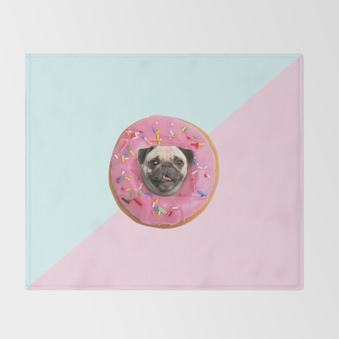 Pug Strawberry Donut Throw Blanket Gallery Image 2