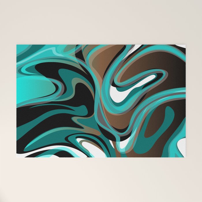 Liquify - Brown, Turquoise, Teal, Black, White Welcome Mat Gallery Image 1