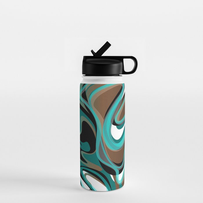 Liquify - Brown, Turquoise, Teal, Black, White Water Bottle Gallery Image 1
