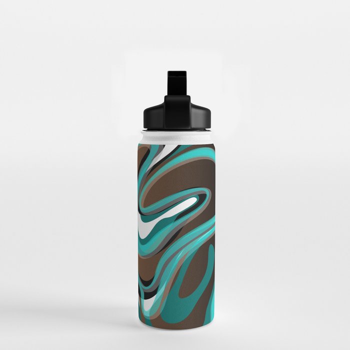 Liquify - Brown, Turquoise, Teal, Black, White Water Bottle Gallery Image 2