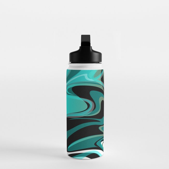 Liquify - Brown, Turquoise, Teal, Black, White Water Bottle Gallery Image 3