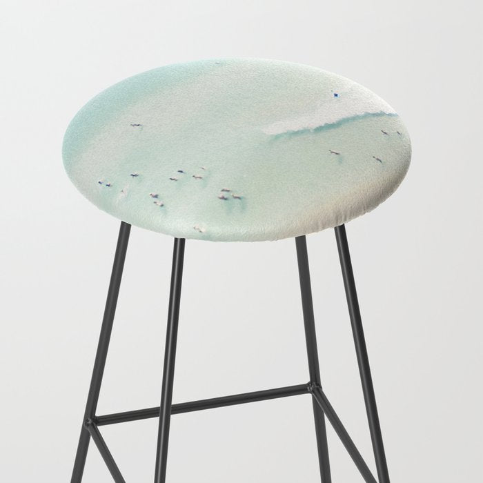 Aerial Beach - People - Pastel Ocean - Aerial Mint Green Sea - Crashing Waves - Travel photography Stool Gallery Image 2