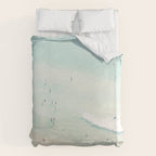 Aerial Beach - People - Pastel Ocean - Aerial Mint Green Sea - Crashing Waves - Travel photography Duvet Cover Gallery Image 6