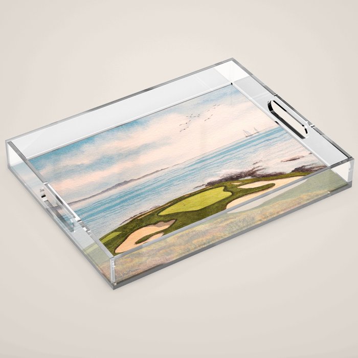 Pebble Beach Golf Course Signature Hole 7 Acrylic Tray Gallery Image 1