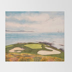 Pebble Beach Golf Course Signature Hole 7 Throw Blanket Gallery Image 2