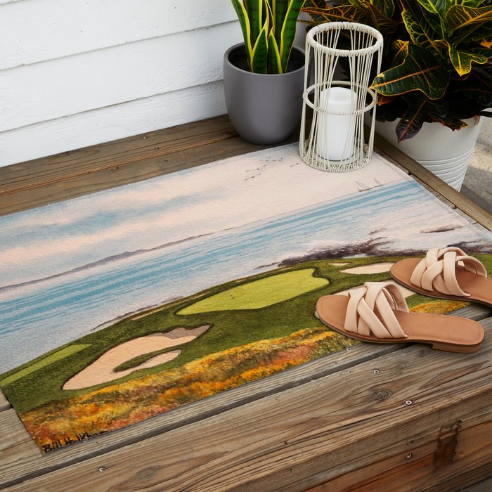 Pebble Beach Golf Course Signature Hole 7 Outdoor Rug Gallery Image 2