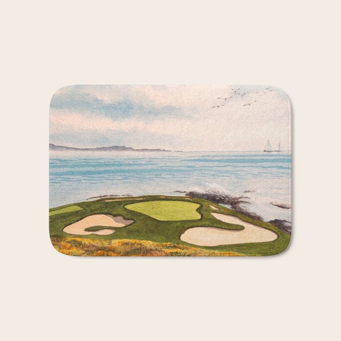 Pebble Beach Golf Course Signature Hole 7 Bath Mat Gallery Image 1