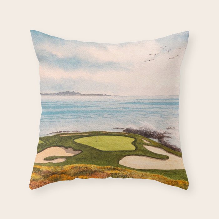 Pebble Beach Golf Course Signature Hole 7 Throw Pillow Gallery Image 6
