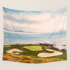 Pebble Beach Golf Course Signature Hole 7 Wall Tapestry Gallery Image 4