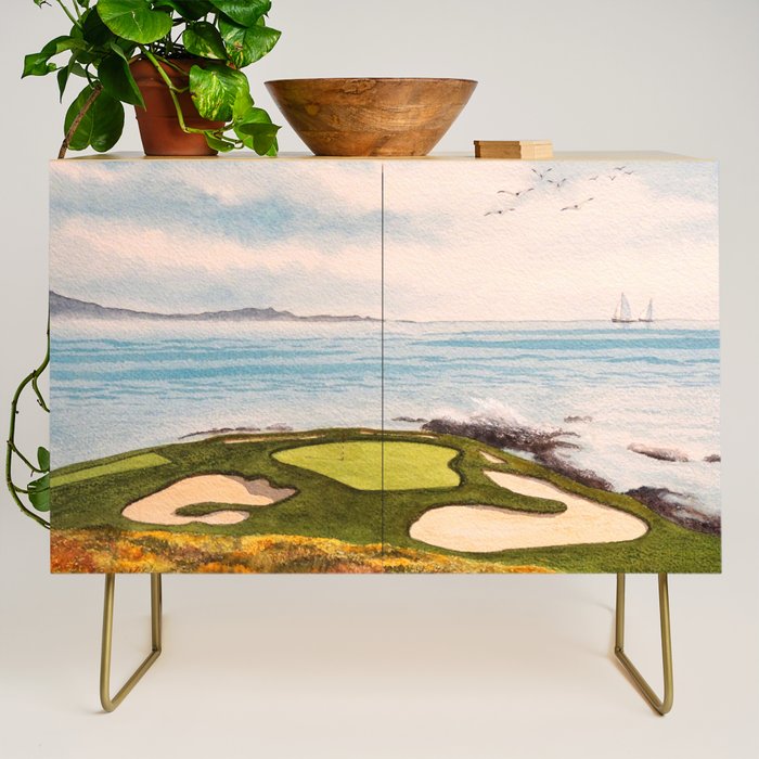 Pebble Beach Golf Course Signature Hole 7 Credenza Gallery Image 1