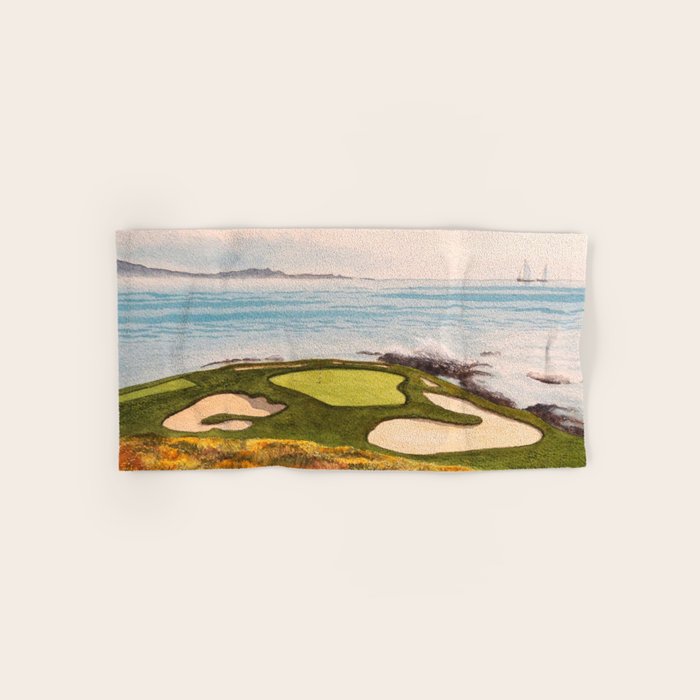 Pebble Beach Golf Course Signature Hole 7 Bath Towel Gallery Image 1