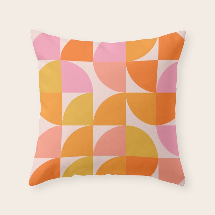 Mid Century Mod Geometry in Pink and Orange Throw Pillow Gallery Image 6