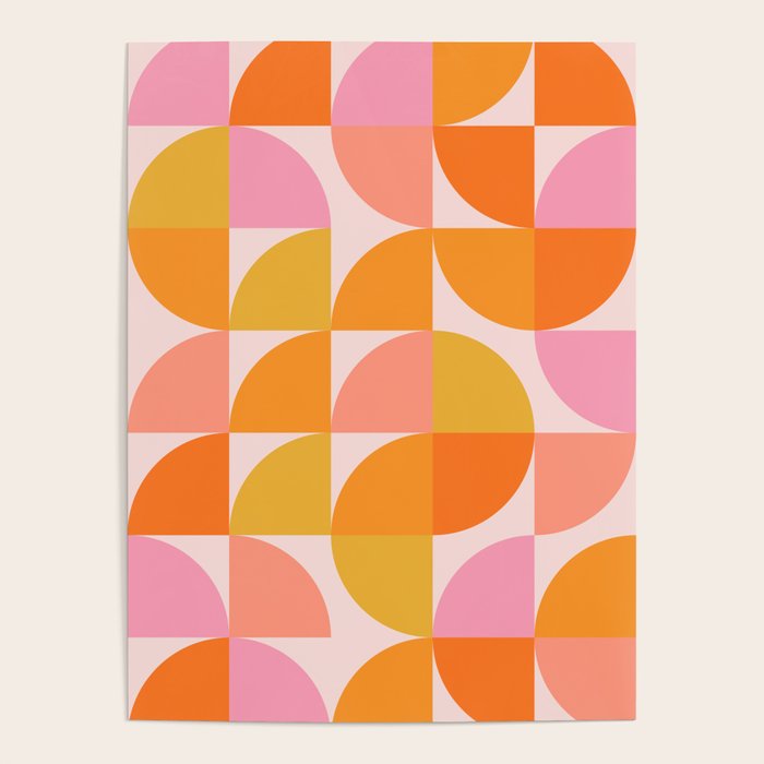 Mid Century Mod Geometry in Pink and Orange Poster Gallery Image 4
