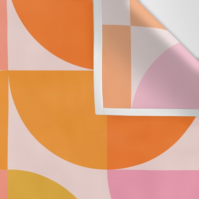 Mid Century Mod Geometry in Pink and Orange Wall Tapestry Gallery Image 3