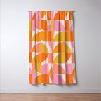 Mid Century Mod Geometry in Pink and Orange Window Curtain Gallery Image 3