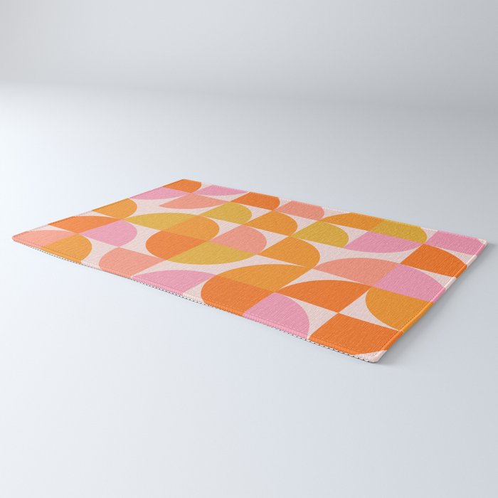 Mid Century Mod Geometry in Pink and Orange Rug Gallery Image 3
