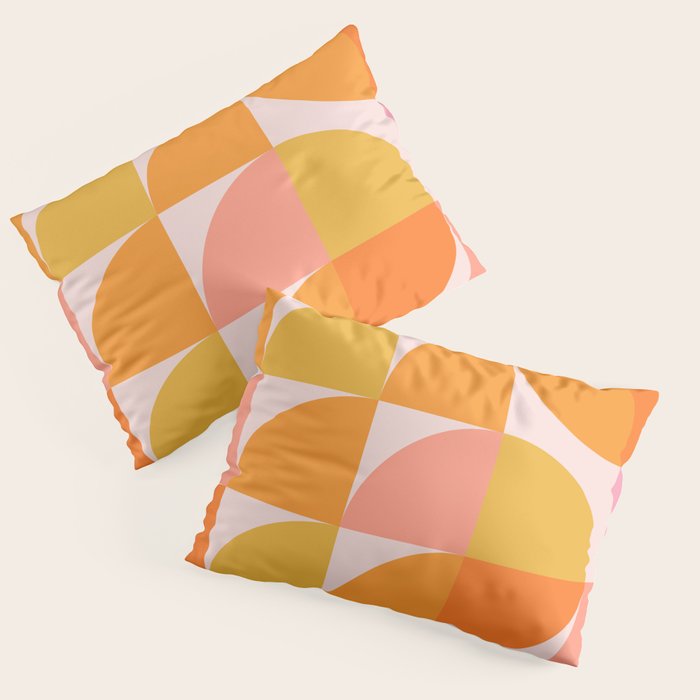 Mid Century Mod Geometry in Pink and Orange Pillow Sham Gallery Image 3
