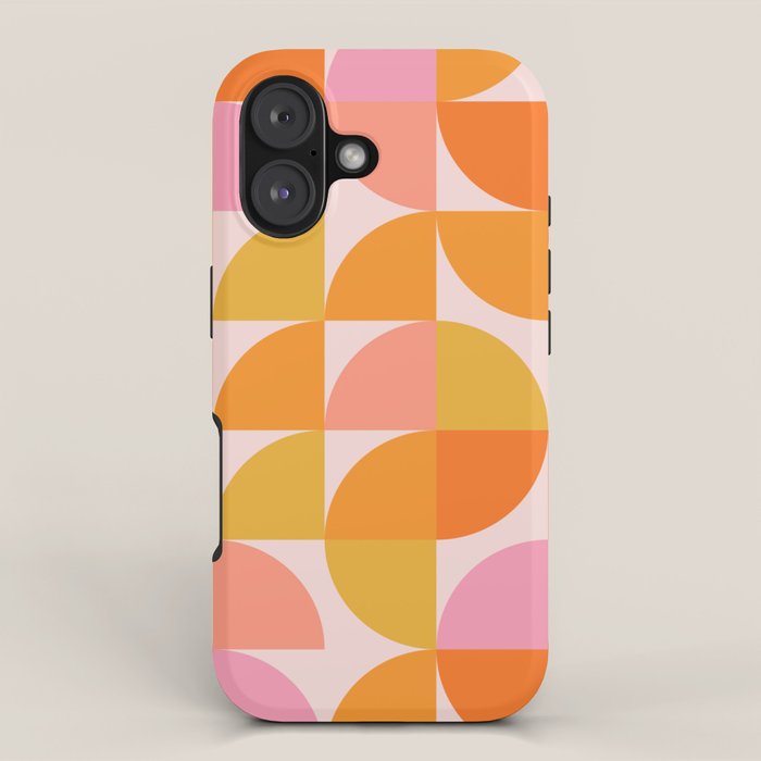Mid Century Mod Geometry in Pink and Orange iPhone Case Gallery Image 1