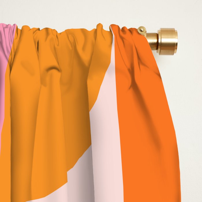 Mid Century Mod Geometry in Pink and Orange Window Curtain Gallery Image 2