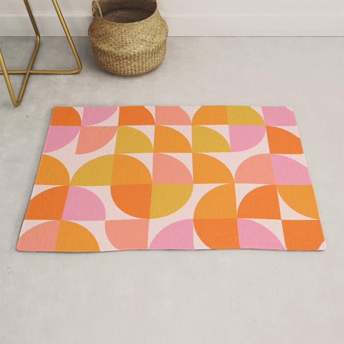 Mid Century Mod Geometry in Pink and Orange Rug Gallery Image 1