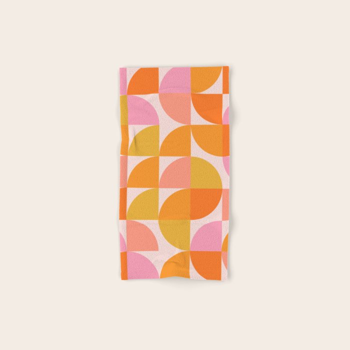 Mid Century Mod Geometry in Pink and Orange Towels Gallery Image 1