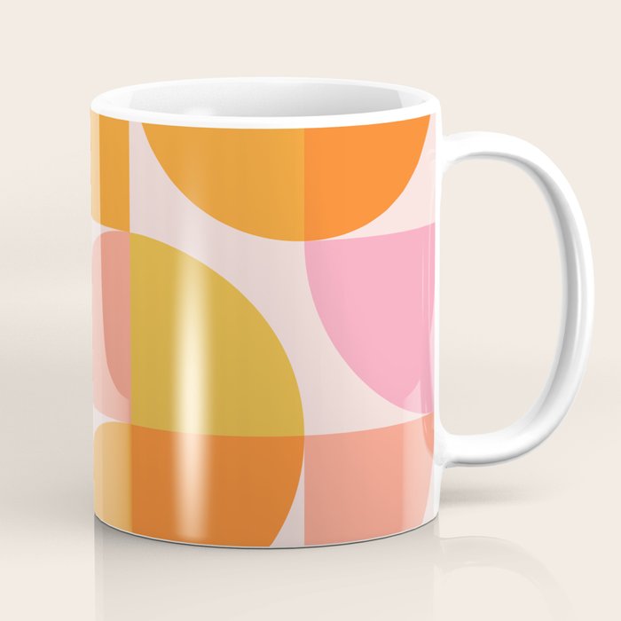 Mid Century Mod Geometry in Pink and Orange Coffee Mug Gallery Image 1