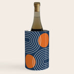 Mid Century Modern Geometric 83 in Navy Blue and Orange (Rainbow and Sun Abstraction) Wine Chiller Gallery Image 1
