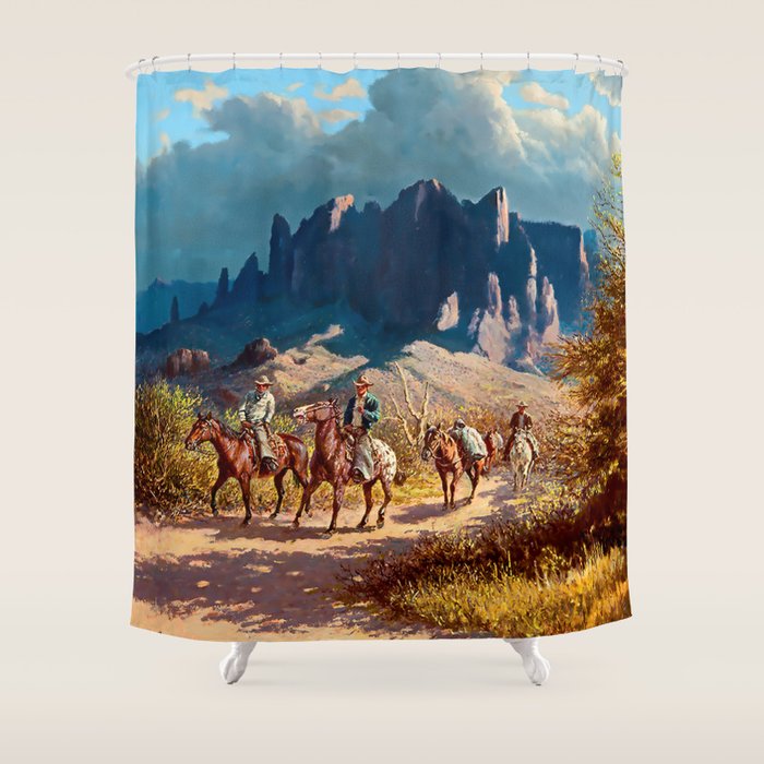 âSuperstition Trailâ by Western Painting Shower Curtain Gallery Image 1