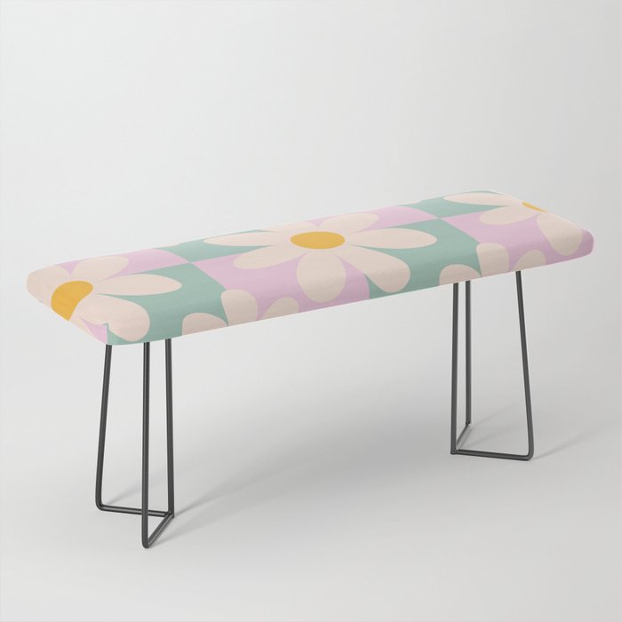 Daisy checkered pattern - Lilac and turquoise  Bench Gallery Image 1