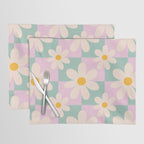 Daisy checkered pattern - Lilac and turquoise  Placemat Gallery Image 1