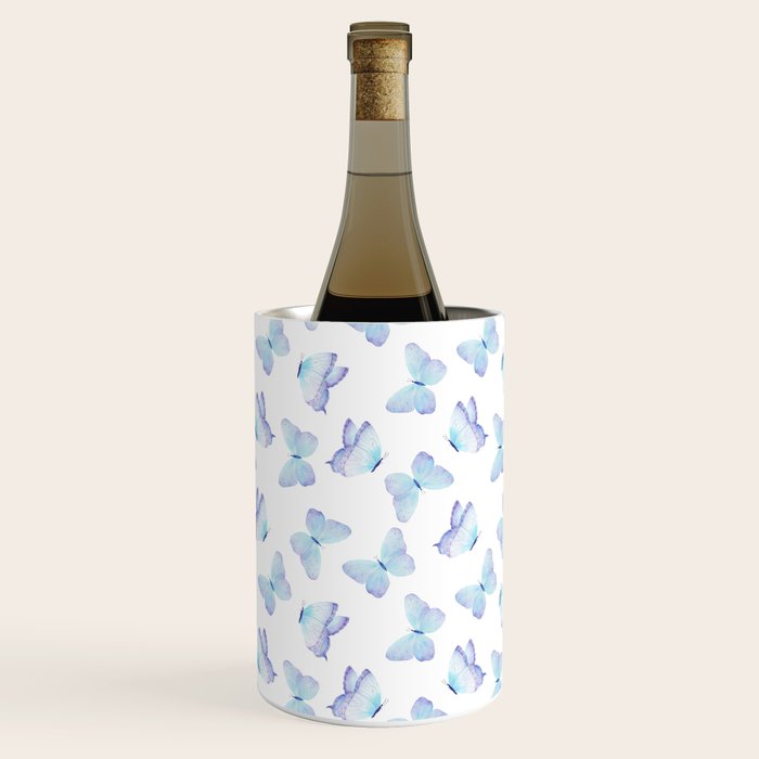 Lilac aqua blue watercolor hand painted butterfly Wine Chiller Gallery Image 1