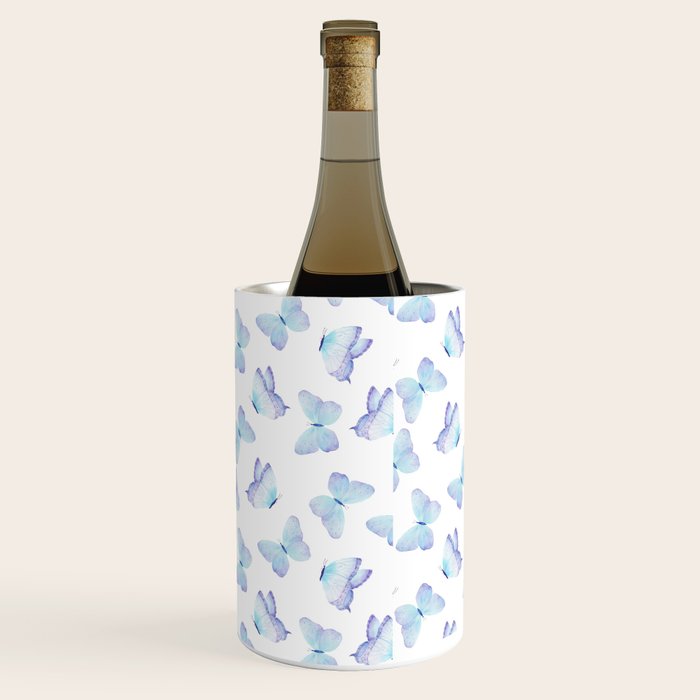Lilac aqua blue watercolor hand painted butterfly Wine Chiller Gallery Image 3