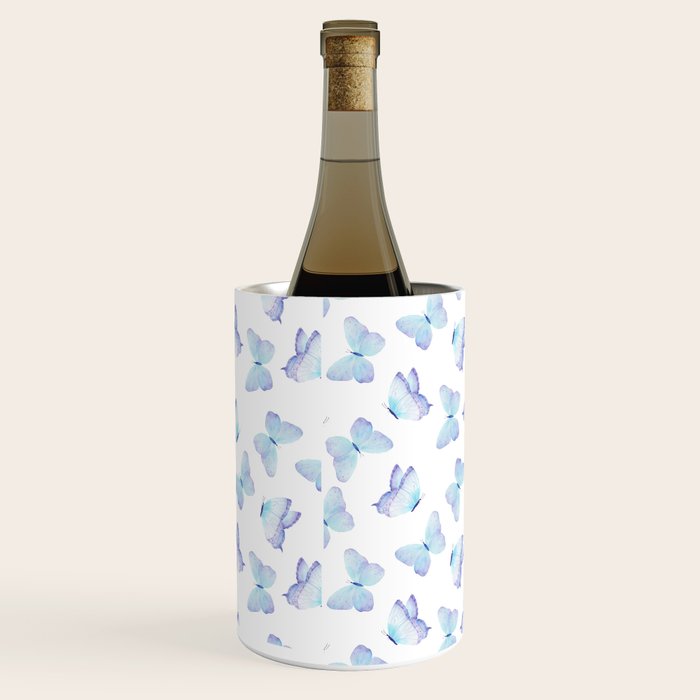 Lilac aqua blue watercolor hand painted butterfly Wine Chiller Gallery Image 2
