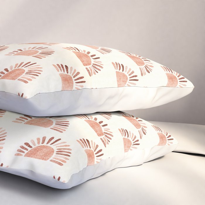 block print suns - multi colored terra cotta Pillow Sham Gallery Image 3