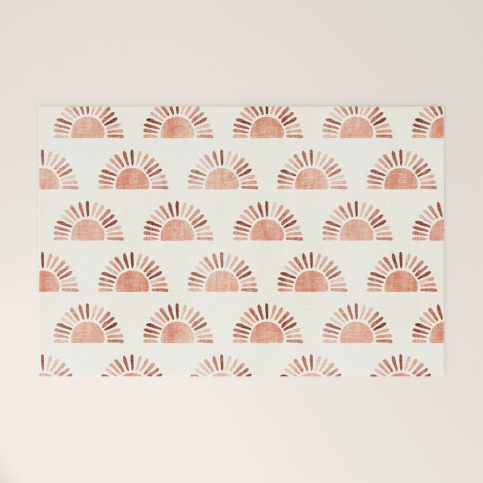 block print suns - multi colored terra cotta Welcome Mat Gallery Image 1