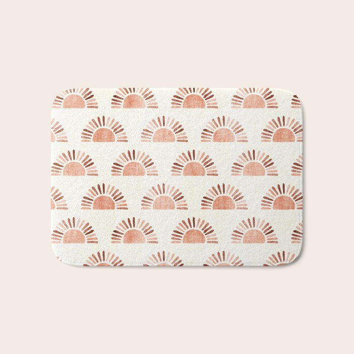 block print suns - multi colored terra cotta Bath Mat Gallery Image 1